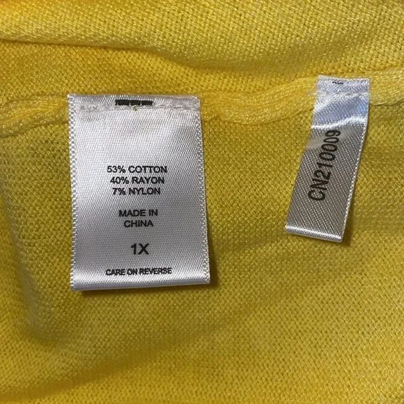 NWT New York & Company Women’s Sunny Yellow Knit Top.  Size 1X. - Picture 5 of 5